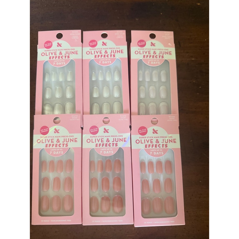 Olive & June Super Stick Mani Press-On Nails 6 Pack Olive Y'all Cloud Chrome